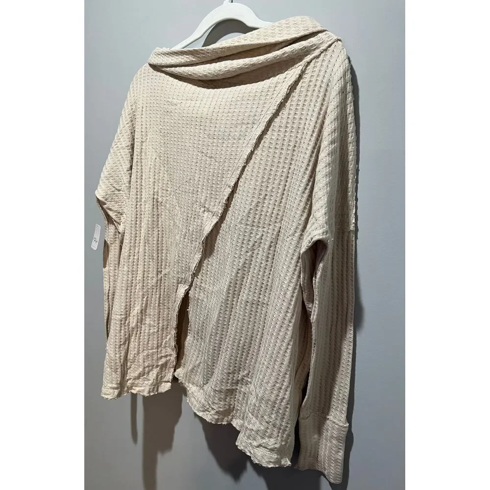 Free People Womens S Long Stone Cold Split Back Long Sleeve MSRP $88‎ 100%Cotton